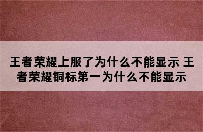 王者荣耀上服了为什么不能显示 王者荣耀铜标第一为什么不能显示